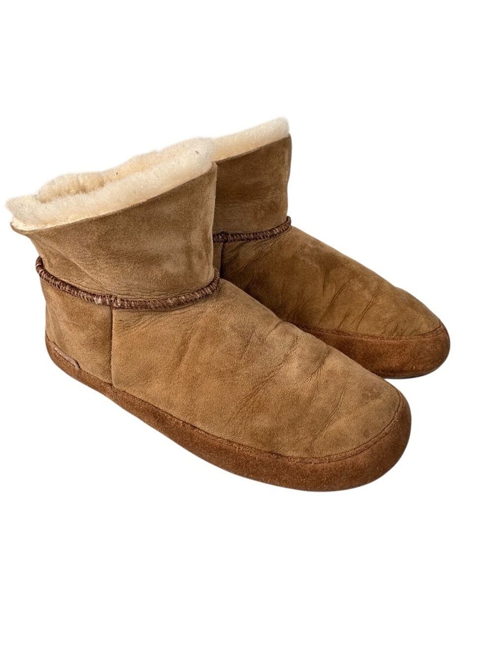 Eddie Bauer Faux Fur Leather Slippers Womens Size 10 Booties Grandmacore Cozy